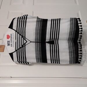Striped tie neck tee